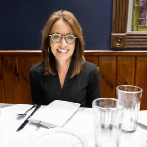 Stephanie Riegel moderates business lunch at Mansurs on the Boulevard