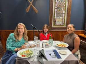 Jenn Ocken from THRIVFocus, Stephanie Riegel, and Sherin Dawud from Nura Company, Out to Lunch at Mansurs on the Boulevard