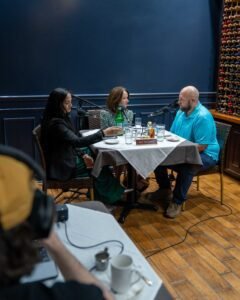 Audio engineer JT O'Neal, Dr. Keta Patel, Stephanie Riegel, Dr Alvin Jaufre, Out to Lunch at Mansurs on the Boulevard