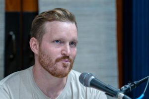 Chris Nance, Co-Founder of Backbone Coffee, exclusively roasted by Reve roasters in Lafayette and targeted at the forgotten coffee drinker in the cofffee culture world: the blue collar worker
