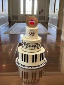 Jimmy Swaggart's 90th, and last, birthday cake, a creation of Stephanie Hansen's Les Amis Bakeshop. Two months after celebrating his birthday, Swaggart passed away. Stephanie says there was no causal connection to his consuming cake.