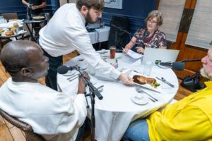 Keidrick Alford, Carson from Mansurs, Amy Irvin, Mike Dunn, Out to Lunch at Mansurs On The Boulevard